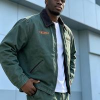 Veste de travail en toile personnalisée avec doublure, style vintage Detroit, fermeture éclair