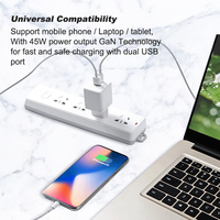 Chargeurs GaN 45W Adaptateur de voyage Chargeur mural rapide pour téléphone portable Quick 25 20Watt Double UAB-C PD Charging pour iPhone Xiaomi