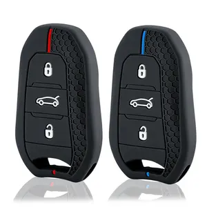 Housse de clé en silicone, porte-clés pour voiture, compatible avec Peugeot 3008 307 308 207 208 407 508 <span class=keywords><strong>206</strong></span> 2008 301 5008, compatible avec Citroën C2 C3 C4 C5 - Product Image 1