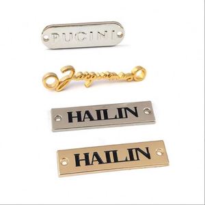 Seawater Resist Clothing Accessories Custom Brand Logo Engraved Metal Plating <b>Sewing</b> Label Tag for Garment Swimwear - Product Image 2