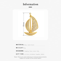 Broche Bateau à Voile Scintillante en Zircon Cubique, Épingle de Navigation Lisse, Boucle Anti-Reflet Pavée de Zircons, Accessoire de Costume et Hijab pour Hommes et Femmes, Cadeau de Mariage