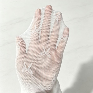 Collants pour filles, nouveau style 2025, blanc uni avec nœud en dentelle, résille fine, nylon et élasthanne, à coutures - Product Image 3