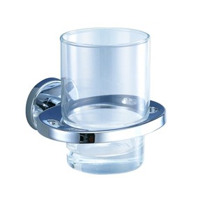 Bathroom Toothbrush Holder Zinc Alloy Base Glass Cup Chrome Wall Mounted Bathroom <b>Accessories</b> - Product Image 1