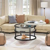 Ensemble de tables basses gigognes rondes avec plateau relevable et rangement dissimulé pour salon