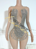 Robes d'été de luxe Ocstrade 2026, mini-robes violet clair ornées de strass en cristal, grandes tailles, en maille, pour fêtes, anniversaires et clubs