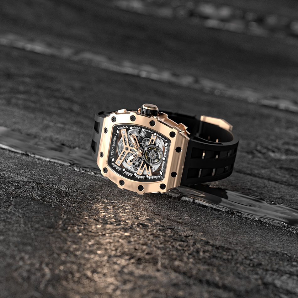 316L acciaio inox trasparente di lusso meccanico automatico orologio da  polso per gli uomini MIYOTA movimento resistente all'acqua cinturino in