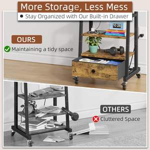 Meuble TV moderne <span class=keywords><strong>en</strong></span> bois avec roulettes et tiroir <span class=keywords><strong>en</strong></span> tissu, centre de divertissement pour salon avec prise de courant, idéal pour usage commercial - Product Image 3