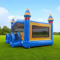 Château gonflable bleu de qualité commerciale pour fêtes d'anniversaire en plein air et location d'événements