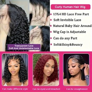 Parrucche Bob Corto Ricci Afro con Capelli Veri Vergini Vietnamiti, con Bordo Naturale, in Pizzo Trasparente HD, Senza Colla, per Donne Nere - Product Image 5