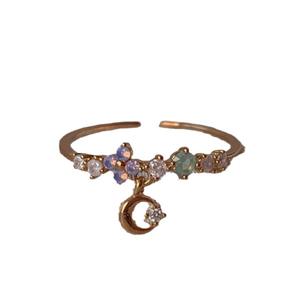 Vente chaude INS Style Femmes Plaqué Or Alliage Ouvert Réglable Conçu Styles Anneau Doux Mignon Fleur Tempérament avec Zircon - Product Image 5