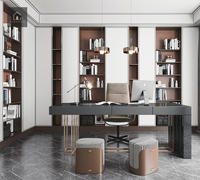 XINGRUO Étagères de bureau modernes sur mesure, armoire et bureau blancs et rouges rouille pour projets d'appartements, d'hôtels et de villas