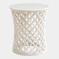Table d'appoint minimaliste en marbre avec plateau en marbre, forme et taille personnalisées, sculptée et finie, pour chambre à coucher