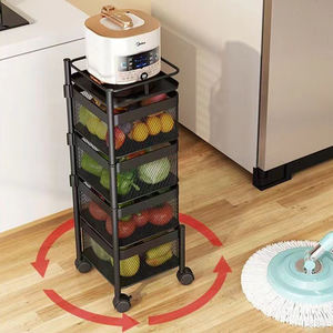 Cestino Rotante a 5 Ripiani per Organizzazione Domestica, Scaffale in <span class=keywords><strong>Metallo</strong></span> per Cucina, Frutta, Verdura e <span class=keywords><strong>Spezie</strong></span> - Product Image 5