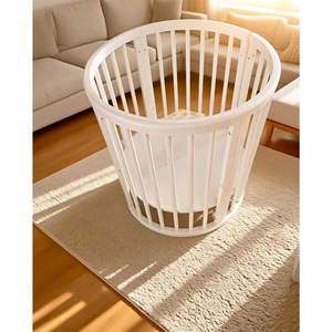Cuna Moderna de Madera de Pino con Diseño Ovalado para Dormitorio Infantil - Product Image 2