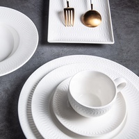 Service de table en porcelaine PITO Factory, personnalisé, blanc, en forme de bobine, pour dîner complet, banquet, mariage