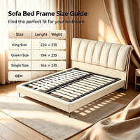 Cadre de lit confortable en cuir véritable, style minimaliste moderne, luxe, taille King & Queen, meubles de chambre à coucher en bois V467