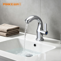 Robinet de lavabo de salle de bain classique moderne à trou unique, finition nickel chromé, montage sur plan, mitigeur à poignée unique, valve en céramique, OEM disponible