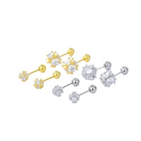 2022 Europe états-unis meilleur vendeur Style mignon 925 argent Flash diamant boule boucles d'oreilles vis fleur boule à la mode tentation