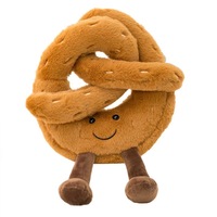 Jouet à mâcher en peluche de coton écologique en forme de pain, jouet doux et rembourré pour chats, poupée en forme de bretzel long, coussin mignon