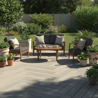 Planche de terrasse composite WPC IPE antidérapante brossée Everjade 18 mm |   Revêtement de sol extérieur moderne imperméable à l'eau en imitation bois 3D pour piscine