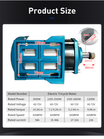 Motor listrik mobil Motor, Magnet permanen Brushless DC kecepatan tinggi 1.5kw-3.5kW 1500W 60/72V 3200-3500RPM