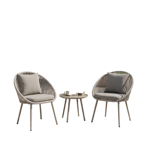Conjunto de Bistro Moderno de 3 Piezas para Exteriores, Juego de Muebles de Patio con Cojines de Cuerda Tejida para Jardín, Terraza, Balcón - Product Image 1