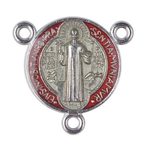 Medalla Religiosa de San Benito de 17 mm, Colgante con 3 Orificios en el Centro, Metal Dorado Multicolor, Aleación de Zinc, Joyería, Amuleto - Product Image 3