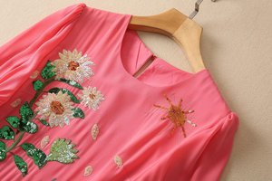 Spring/summer Women's Waist Show Thin Bead Embroidery P <strong>Ated</strong> in Long Dress - Product Image 3
