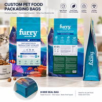 Sac d'emballage en aluminium personnalisé pour aliments pour animaux de compagnie, sac VMPET à fond plat pour friandises pour chats et chiens, sac refermable à fermeture éclair