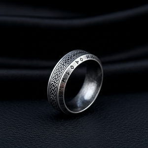 Anillo Vikingo de Acero Inoxidable 316 con Runas Celtas, Unisex, para Hombre, en Tono Plateado Antiguo, con Nudos Celtas, Estilo Rebelde, Atrevido, Punk, para Uso Diario - Product Image 1