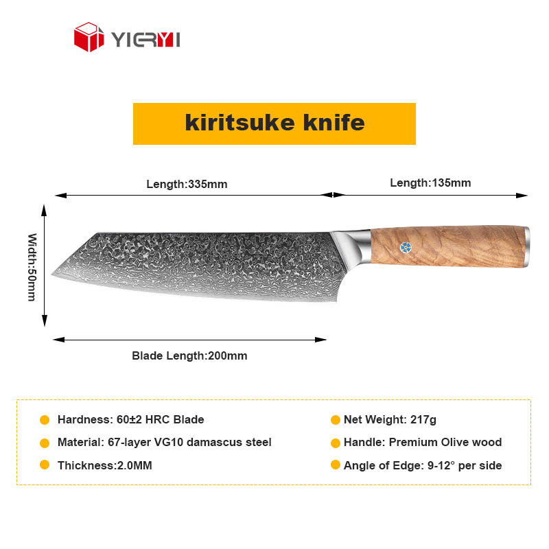 Couteau Kiritsuke de 8 pouces