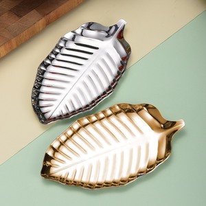 Vente chaude Argent En Forme De Feuille Style Européen Pas Cher Restaurant Plateau De Fruits Nordique En Acier Inoxydable <span class=keywords><strong>Plaque</strong></span> En Vrac - Product Image 3