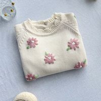 Modischer Herbst-Winter Baby Langarm-Strampler Blumenmuster Baumwolle Baby Mädchen Strick-Bodys Strampler Pullover
