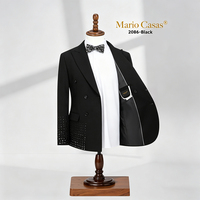 Costume 2 pièces pour homme fait main, orné de perles et de strass, veste à simple boutonnage et pantalon, smoking scintillant à sequins pour mariage, fête ou marié