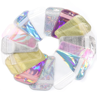 Sacs à fermeture éclair auto-adhésifs à paillettes laser, emballage coloré en PET pour boucles d'oreilles, accessoires pour cheveux, maquillage et cadeaux