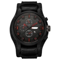 Reloj de Pulsera de Cuero con Esfera Grande Estilo Europeo Americano para Hombre, Versión Coreana de Moda, Estilo Estudiantil Personalizado, Especial para Tiktok, Fuerzas Especiales