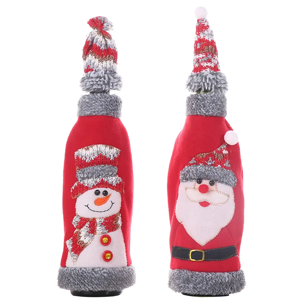 Red wine bottles Champagne decorations Santa cover bags family Christmas decorations accessories lovely Christmas products