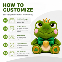 Peluche Grenouille Couronne Verte Personnalisée Direct Usine, en Coton PP Ultra Doux, Broderie Anniversaire, Anti-Stress - OEM/ODM