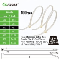 FSCAT Attaches de câble en nylon 200mm 300mm 400mm 500mm Nylon réutilisable 66 attaches à fermeture éclair en nylon en plastique autobloquantes stabilisées par la chaleur