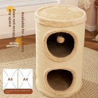 Lit d'arbre à chat de Noël moderne et luxueux en peluche, maisonnette pour chat d'intérieur double couche fermée, griffoir en sisal, structure d'escalade en carton