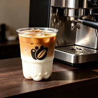 Koffiebeker, bubble tea beker, ijskoffie beker met opdruk van kattenpootjes, wegwerpbaar, kristalhelder, food grade, 89mm, 260ml, 360ml, 500ml, 700ml
