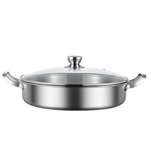 316 Stainless Steel Frying <b>Pan</b> Double-<b>Handled</b> Induction Compatible Nonstick Pancake Steak <b>Pan</b> Round Hand Wash Only - Product Image 2