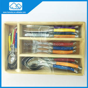 Ensemble de couverts <span class=keywords><strong>Laguiole</strong></span> en acier inoxydable durable au design moderne, 24 pièces, avec manche en ABS coloré, outil de table en métal durable, ensemble cadeau - Product Image 2