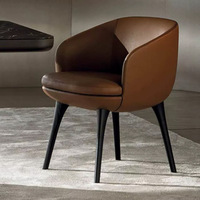 Chaise de salle à manger moderne en cuir véritable de style italien, fauteuil avec accoudoirs en mousse élastique haute densité, pour salon, hôtel, restaurant