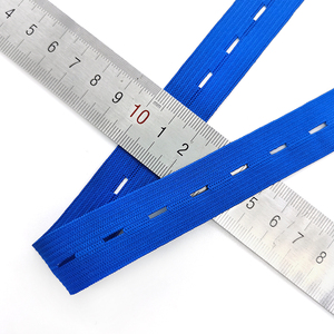 Bande élastique plate à boutonnière en polyester/spandex MILY, <span class=keywords><strong>2</strong></span>*46 <span class=keywords><strong>CM</strong></span>, bleu foncé, tricotée, couleur unie, pour couture, vêtements de mariage, sacs - Product Image 3