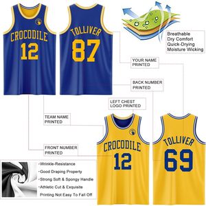 Maillot de basket-ball réversible personnalisé avec nom et numéro d'équipe, débardeur de sport unisexe sublimé anti-humidité - Product Image 3