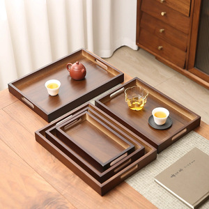 Plateau de service rectangulaire en bambou Concept Home avec poignées pour le thé, le café et le petit-déjeuner - Product Image 3