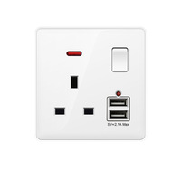 Prise murale avec USB Charge rapide Type-c UK Standard carré 86 Type Prise murale avec interrupteur à bouton