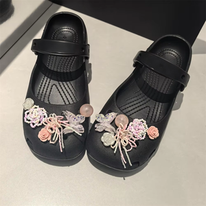 Ciondoli per Zoccoli e <span class=keywords><strong>Scarpe</strong></span> da Balletto, Design Floreale, Perline Rosa, Fatti a Mano, Fai da Te per Ragazze, Fibbia Staccabile per <span class=keywords><strong>Scarpe</strong></span> <span class=keywords><strong>con</strong></span> Accessorio Farfalla e Rosa - Product Image 1