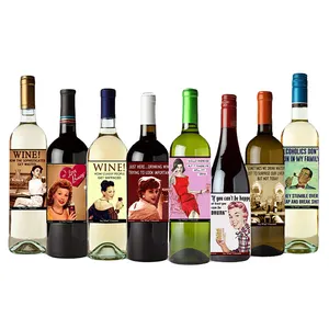 High Quality Wine Bottle Label Waterproof Glossy Art Classics Funny Retro Vintage Wine Sticker Label